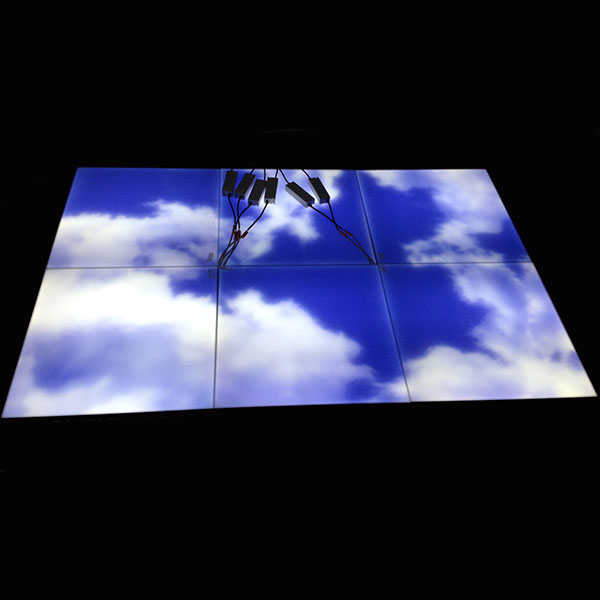 Bezšvové závesné LED oblohové a cloudové stropné panelové svetlo bez blikania 62×62