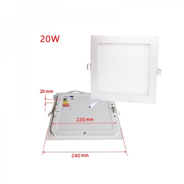 Housing Aluminium 20W 240x240mm Square Shape Slim Flat LED Downlight Panel