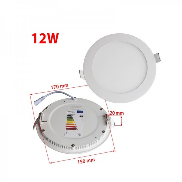 12W 170 mm ugradna okrugla LED tanka uredska ploča za prigušivanje