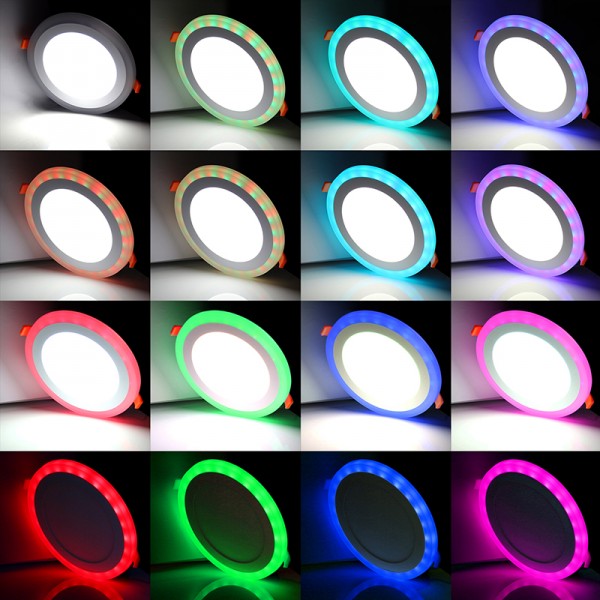 18W 6W 240mm Painel LED RGB de duas cores ultrafino Downlight