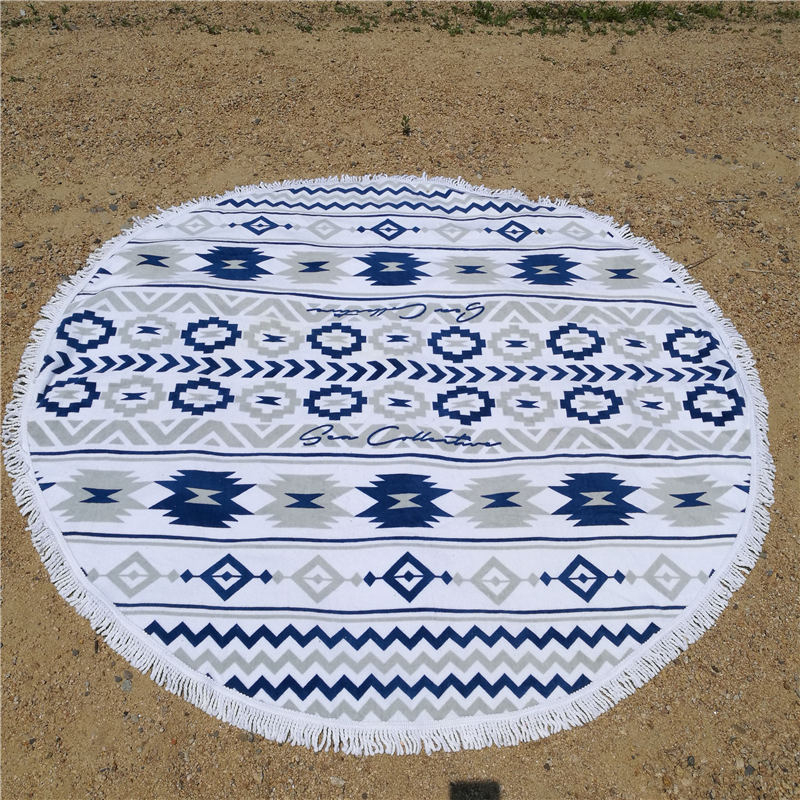 ロゴの円形のビーチ タオルが付いている印刷された綿の注文のビーチ タオル