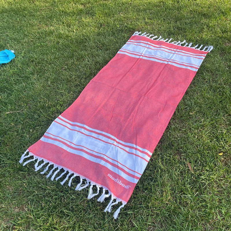 Oversized stribet tyrkisk strandhåndklæde med kvaster Originalt 100 % bomuld tyrkisk strandhåndklæde