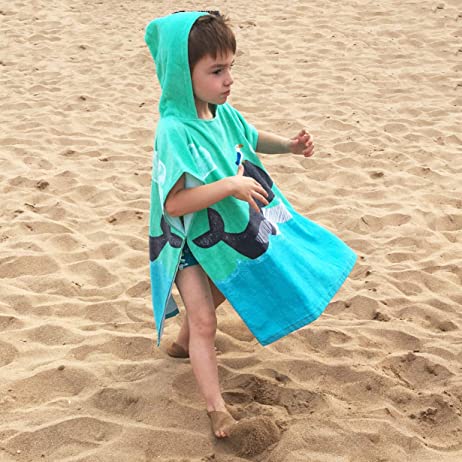 100% Cotton Hooded Towel para sa Toddler 2-6 Years Boys Girls Kids Bath Pool Beach Towel Soft Absorbent Beach Poncho