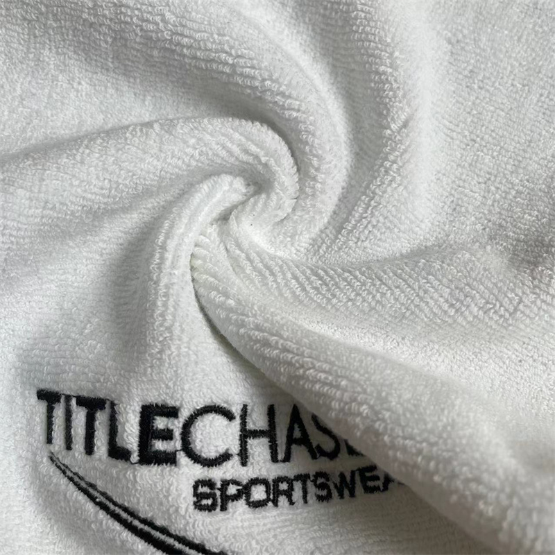 Letšoao la Letšoao le Tloaelehileng la Embroider White 100% Cotton Fitness Gym Sports Towel