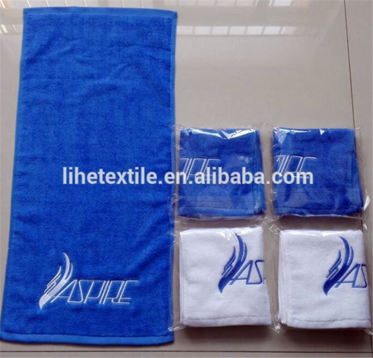 100%cotton gym sports fitness towel with logo embroidery