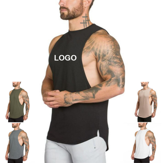Factory direct sale solid color low collar men’s tank top with custom Featured Image