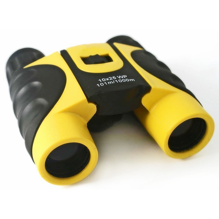10×25 yellow BAK4 roof prisms folding Kids Binoculars for Wild World