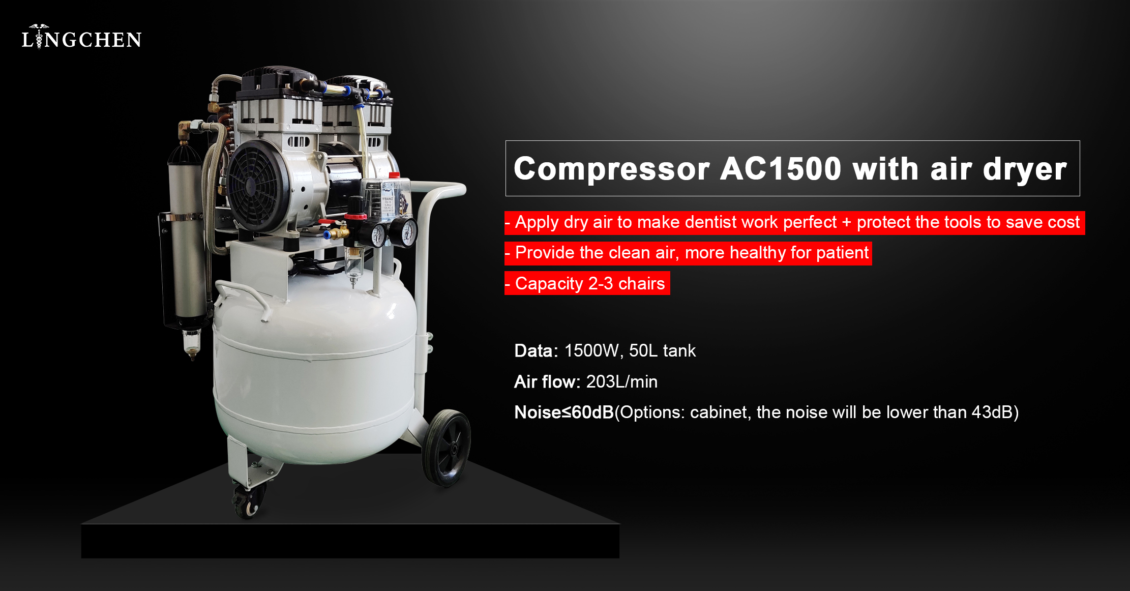 Silent Dental Compressor with Air-Dryer original design by Lingchen