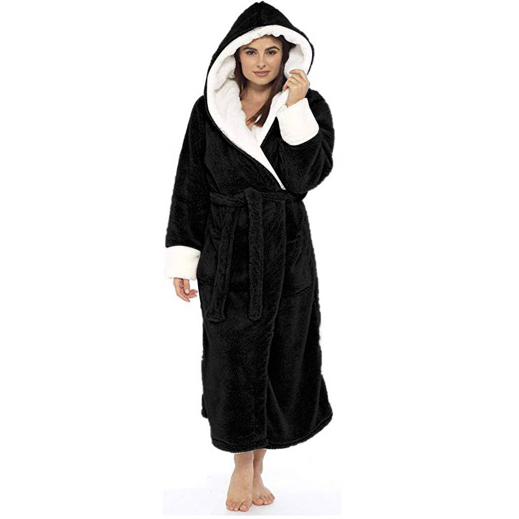 Wholesale High Quality womens pyjama sets Suppliers –  PY80018 hot sale thick ladies pyjamas winter women sleepwear bathrobe flannel nightgown solid color with belt & hoodies – Lisen