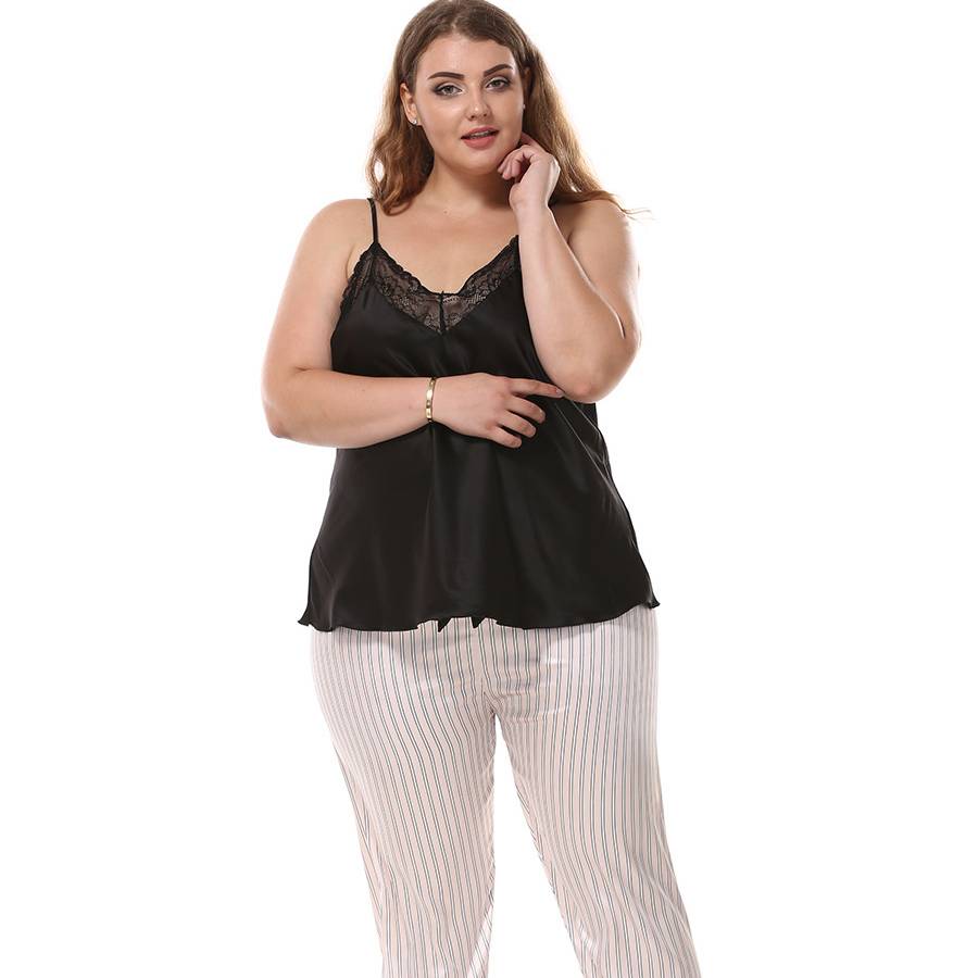 PY80118 verão chique espaguete calça longa listrada pijama feminino sem costas pijama feminino sexo plus size conjunto de atacado