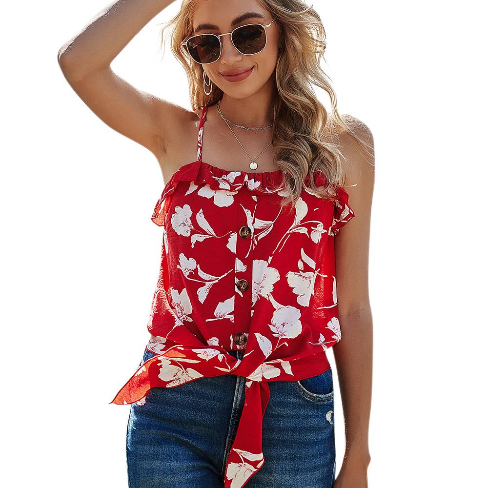 Wholesale High Quality square neck tank top Factories –  TP88005 OEM/ODM woman tops fashionable CAMI FLORAL TOP for summer and journey – Lisen