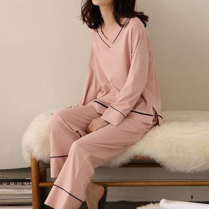 PY870006 2021 High Quality Sweet Womens Long Sleeve Sets 2 Piece Cotton Sleep wear Pajama Para sa Babae