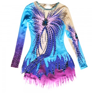 Rytmiczny kostium gimnastyczny damski kostium cheerleaderek kostium sceniczny kostium konkurencyjny kolor niebieski