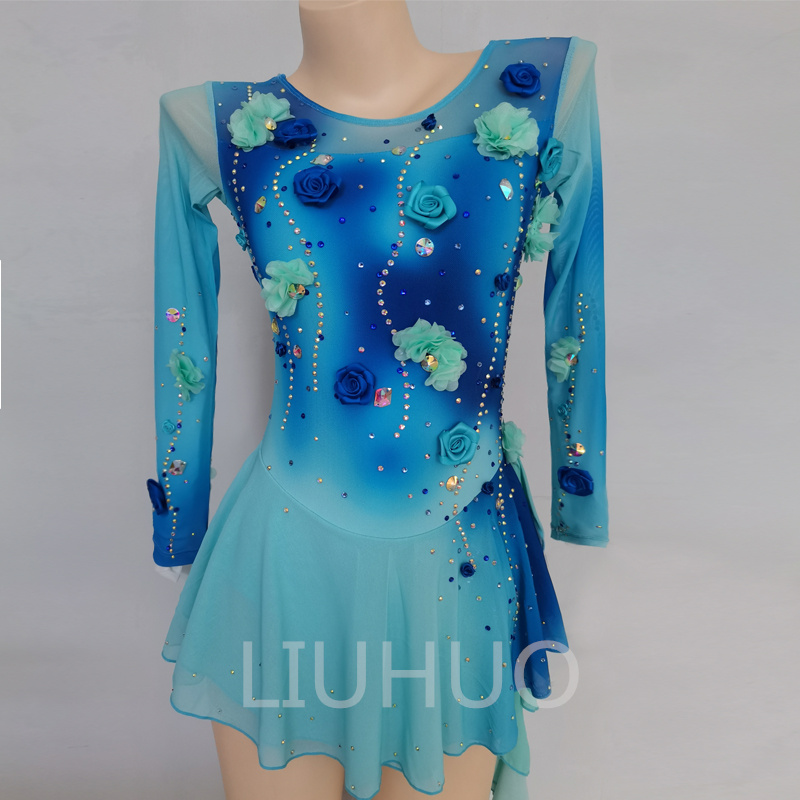 LIUHUO Леден фустан за уметничко лизгање Женски натпревар на сцена за ракотворби Професионално шоу за девојки
