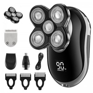 Električni aparat za brijanje za muškarce, IPX5 vodootporni aparat za brijanje na ćelav 4 u 1 za mokro i suho brijanje, LED zaslon, brijač za muškarce za bradu/nos kose