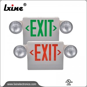 Led combo emergency exit sign with adjustable head lights LX-7602LG/R