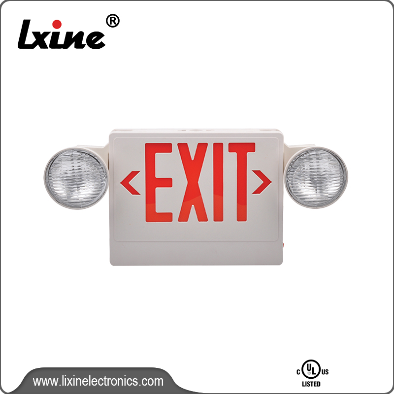 Combo de luces de emerxencia UL Exit Sign X-7602G R
