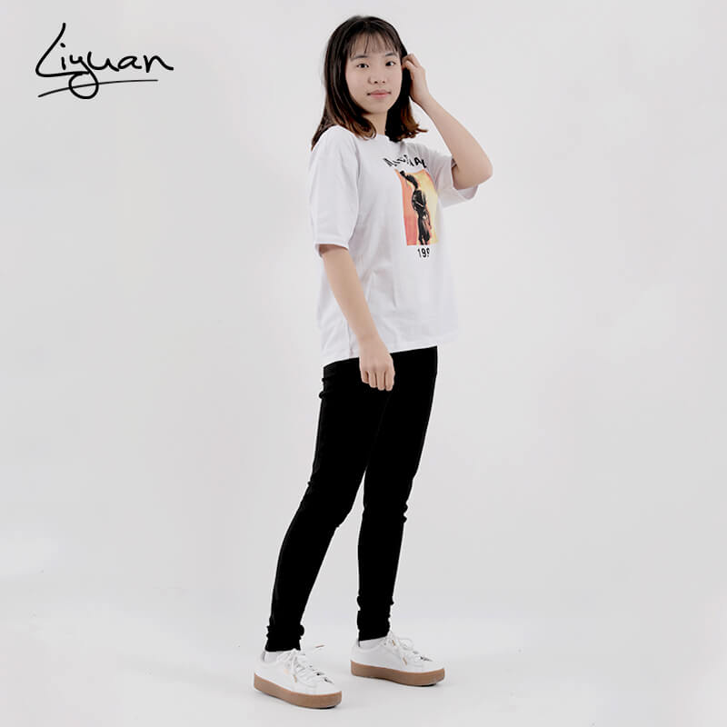 Sleeve T shirt Ladies Cartoon T-shirt with Cute Liyuan Print Featured Image
