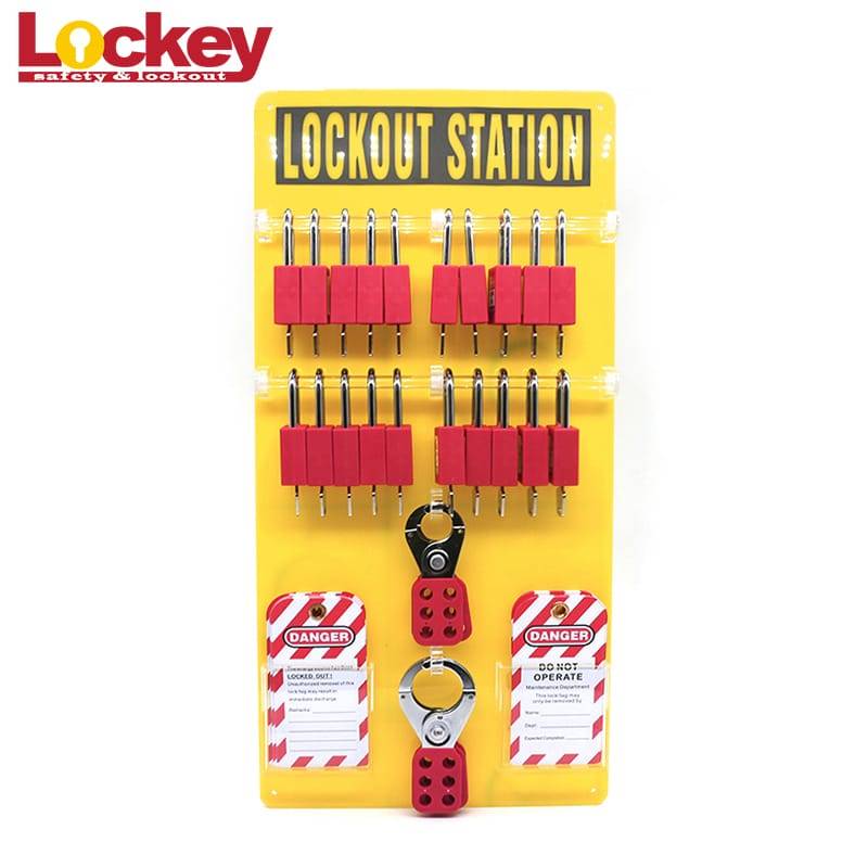 កាប៊ីនសុវតិ្ថភាពរបស់រោងចក្រ Tagout 20 Locks Padlock Lockout Station Kit LG09
