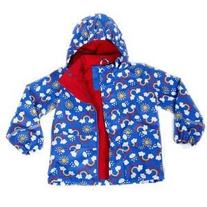 Rain Jackets Kids reflective EN20471 hooded Raincoats printed waterproof fleece lining