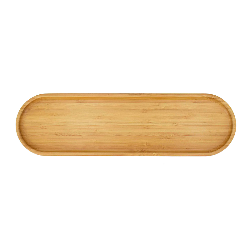 Ellipsenförmiges Tablett aus Bambuslack für Bad und Küche