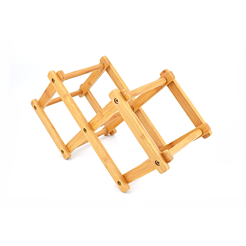 Bambus ausklappbare Kichen Tabletop Wäin Fläsch Rack