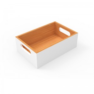 La caixa d'emmagatzematge de bambú blanc amb nansa es pot personalitzar per emmagatzemar diversos articles
