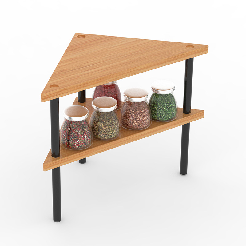Bamboo carbon steel corner triangle shelf rack spice can be stacked and spliced ​​Featured Image