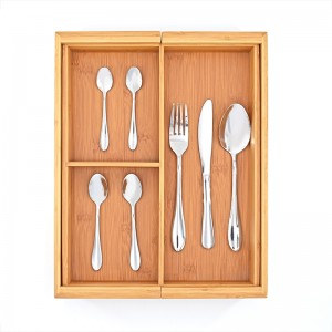 Bamboo Drawer Organizer, Expandable Cultrum Cutlery (Natural)