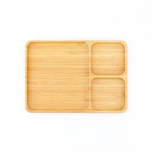 Drošs bambusa šķīvis ar 3 nodalījumiem, ko var pielāgot