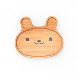 Rabbit-shaped bamboo children’s dinner plate can be used to serve meals