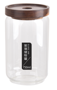 Dipòsit d'emmagatzematge de vidre acàcia mangium 750ml LJ-2898