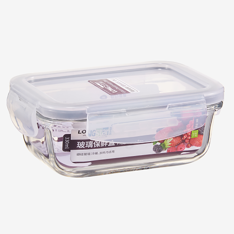 Envàs d'aliment rectangular de vidre 330ml LJ-0650 Imatge destacada