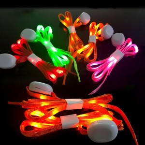 អ្នកផលិតលក់ក្តៅៗ អំពូលភ្លើងចម្រុះពណ៌ផ្ទាល់ខ្លួន អំពូលភ្លើង monochrome ពន្លឺខ្លាំង ពន្លឺ LED nylon luminous shoelaces