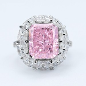 Ubucwebe obuhle be-6ct crush ice cut light pink cubic zirconia engagement 925 sterling silver ring