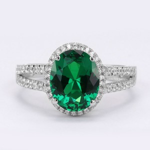 cincin perhiasan apik bentuk oval mewah batu permata sintetis wanita cincin perak 925 sterling