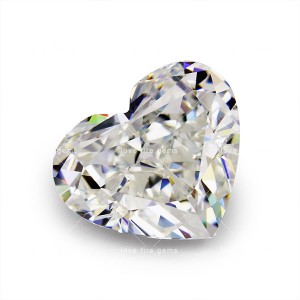 Pedras de corte de gelo 4k cz cor branca clara em forma de coração gordo zircônia cúbica