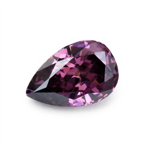 wholesale ວ່າງສັງເຄາະ cz gemstone ຊຸດສີມ່ວງສີ pear crushed ກ້ອນຕັດ zirconia cubic