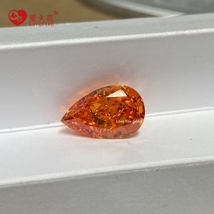 4K gel triturat tall taronja viva cz pedra forma de pera zirconia cúbica pedres precioses soltes