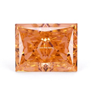 4K orange changement rose couleur rectangle cz pierres fleur de glace coupe zircone cubique