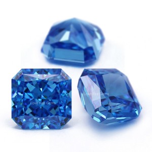 4K iliyokandamizwa barafu kata aqua blue cz diamond square cut corner cubic zirconia