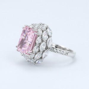 Maayo nga alahas 6ct crush ice cut light pink cubic zirconia engagement 925 sterling silver singsing