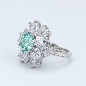 Finom ékszer luxus 925 ezüst paraiba cz drágakő női koktélgyűrűk
