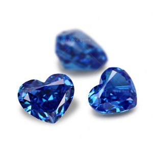 fancy flerfarvet blå fedt hjerteform cz topkvalitet isskåret løs cubic zirconia
