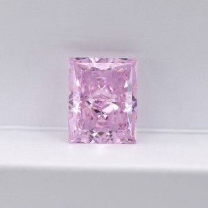 Top qualité cz diamant rose clair rectangle glace pilée pierres de zircone cubique
