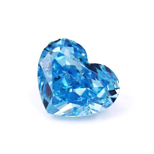 fancy multicolor blue fat heart shape cz top grade ice cut loose cubic zirconia