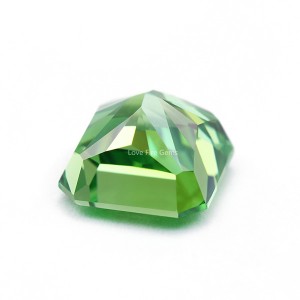 4K dispremita glacio tranĉita herbo verda cz diamanta kvadrata tranĉa angulo kuba zirkonio
