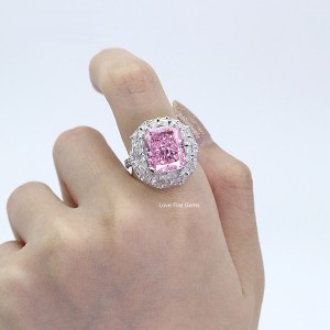 Ubucwebe obuhle be-6ct crush ice cut light pink cubic zirconia engagement 925 sterling silver ring