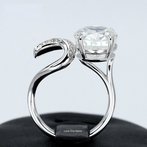 Custom 925 sterling srebro ovalni drobljeni led cz fini nakit koktel prsten