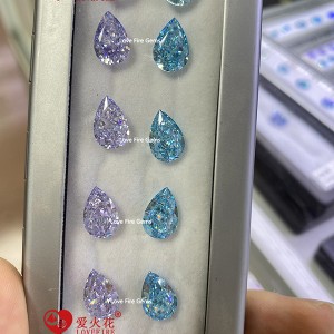 veleprodajni ohlapni sintetični dragi kamen cz vijolične serije barvne hruške, zdrobljen ledom rezan kubični cirkonij
